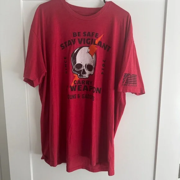 Red Graphic T-Shirt with Skull Design - Picture 1 of 1